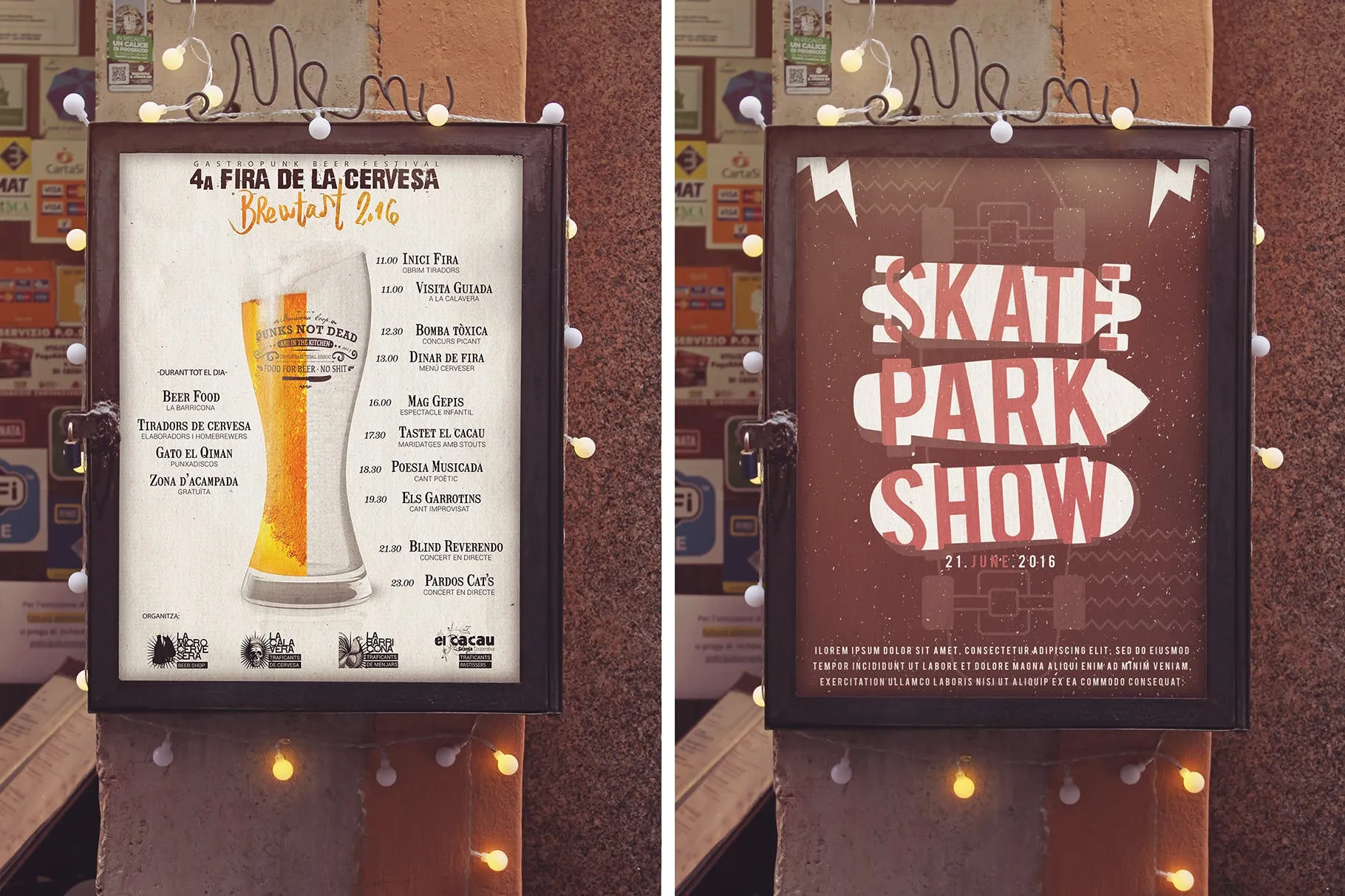 饭店餐厅菜单/广告橱窗设计效果图样机模板 Menu Vertical Mockup插图(1)