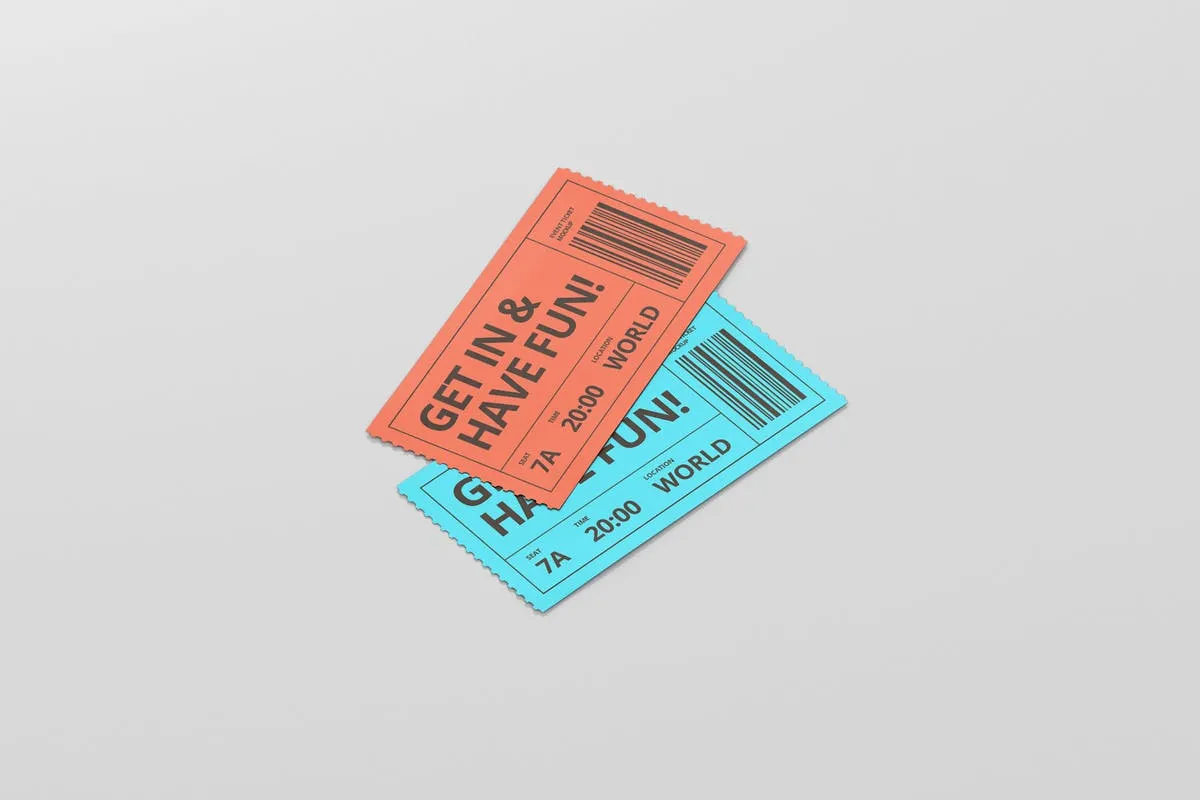 活动门票/电影票/优惠券样机模板 Event Ticket Mockup