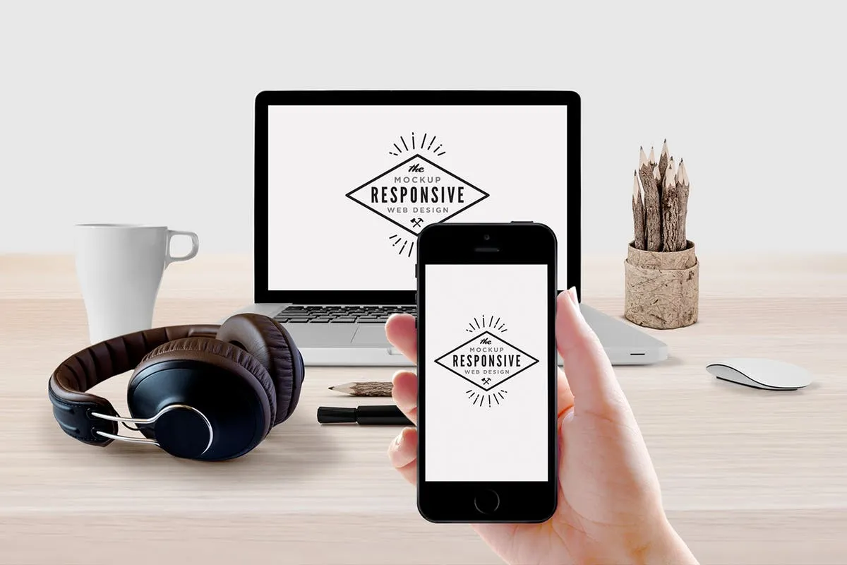 响应式网页设计演示iPhone/Macbook/iMac样机模板 Responsive Design Device Display Mock-Up插图