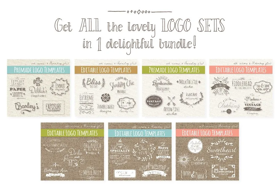 35款手绘Logo制作设计模板 35 Hand Drawn Logos Bundle – Vector插图(3)