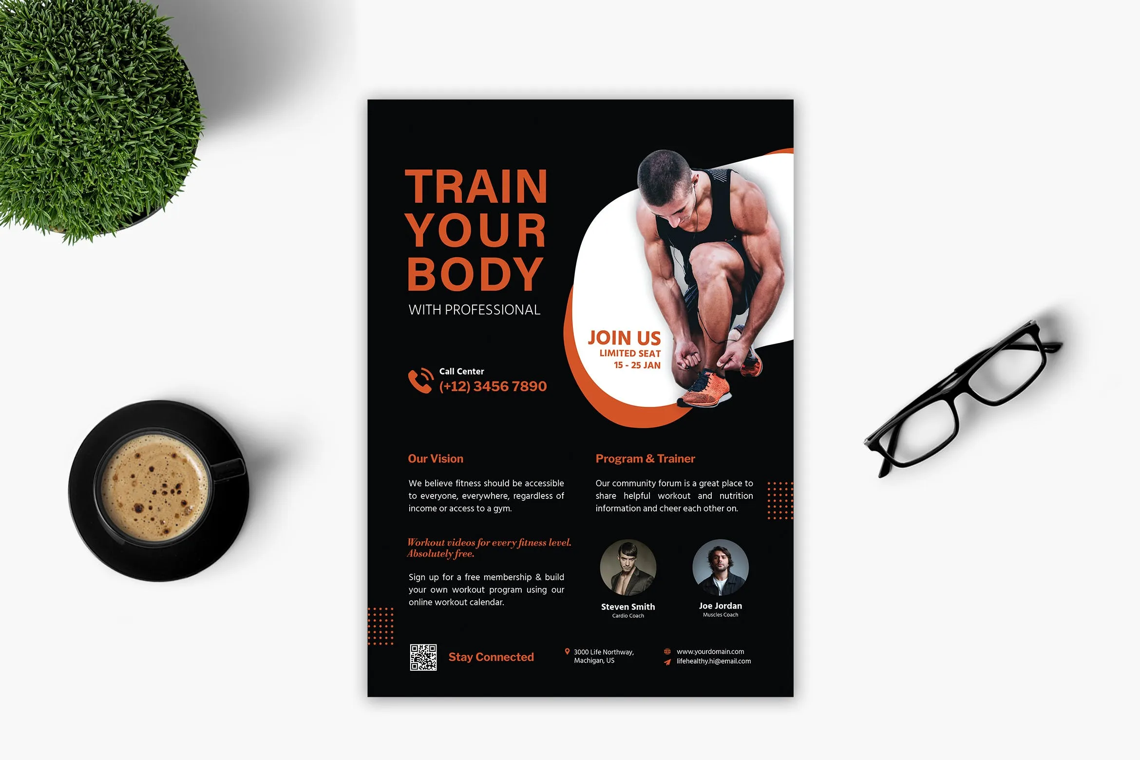 健身培训机构介绍宣传单设计模板 Gym Flyer