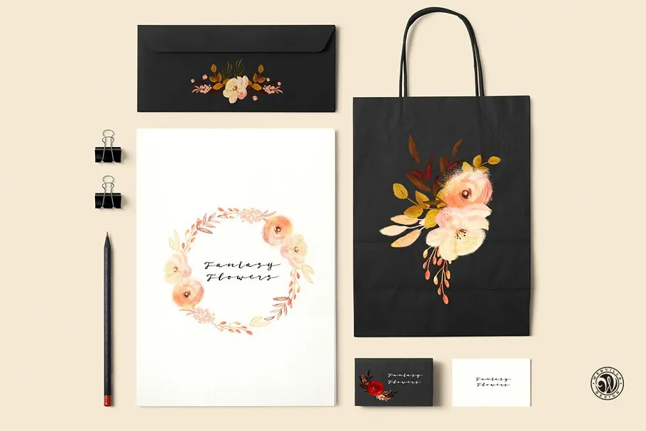 梦幻花卉手工剪贴画 Fantasy Flowers插图(1)