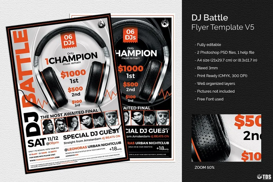 DJ对决盛典海报传单PSD模板v5 DJ Battle Flyer PSD V5