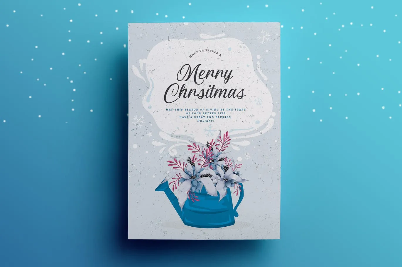 冬季圣诞手绘水彩设计风格贺卡模板 Winter Christmas Greeting Card插图