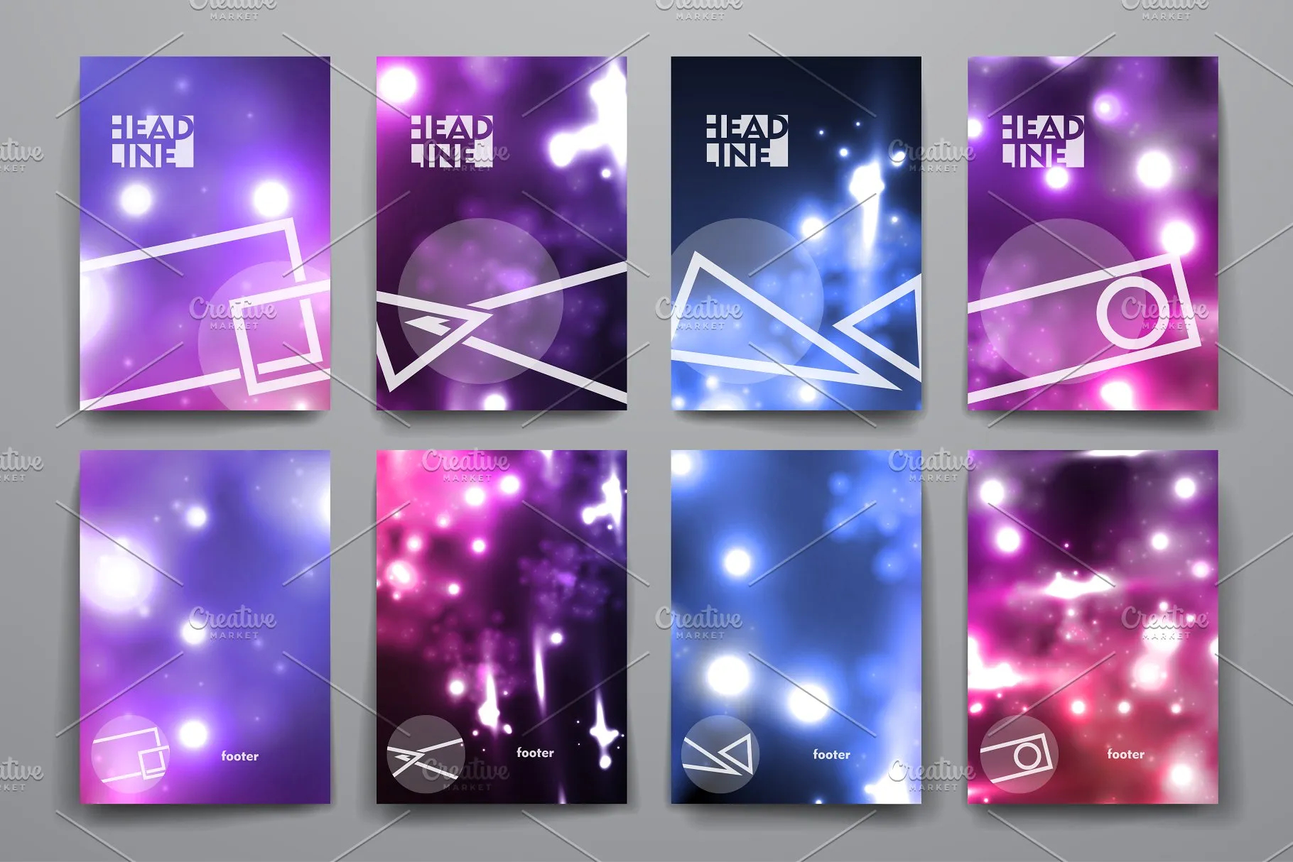 荧光斑驳光点背景画册模板 Set of Abstract Brochures插图(13)