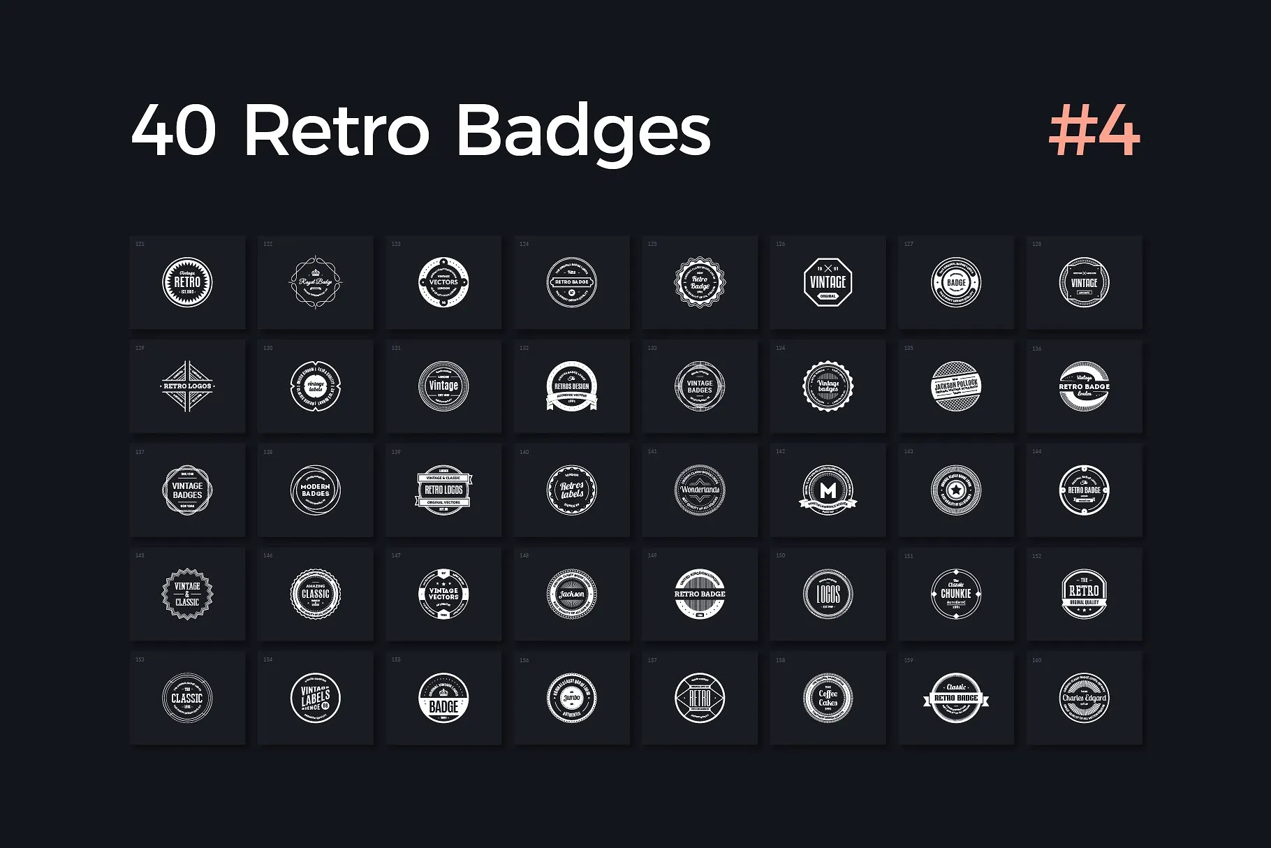 40款圆形复古徽章模板 Vol. 4 40 Retro Badges Vol. 4