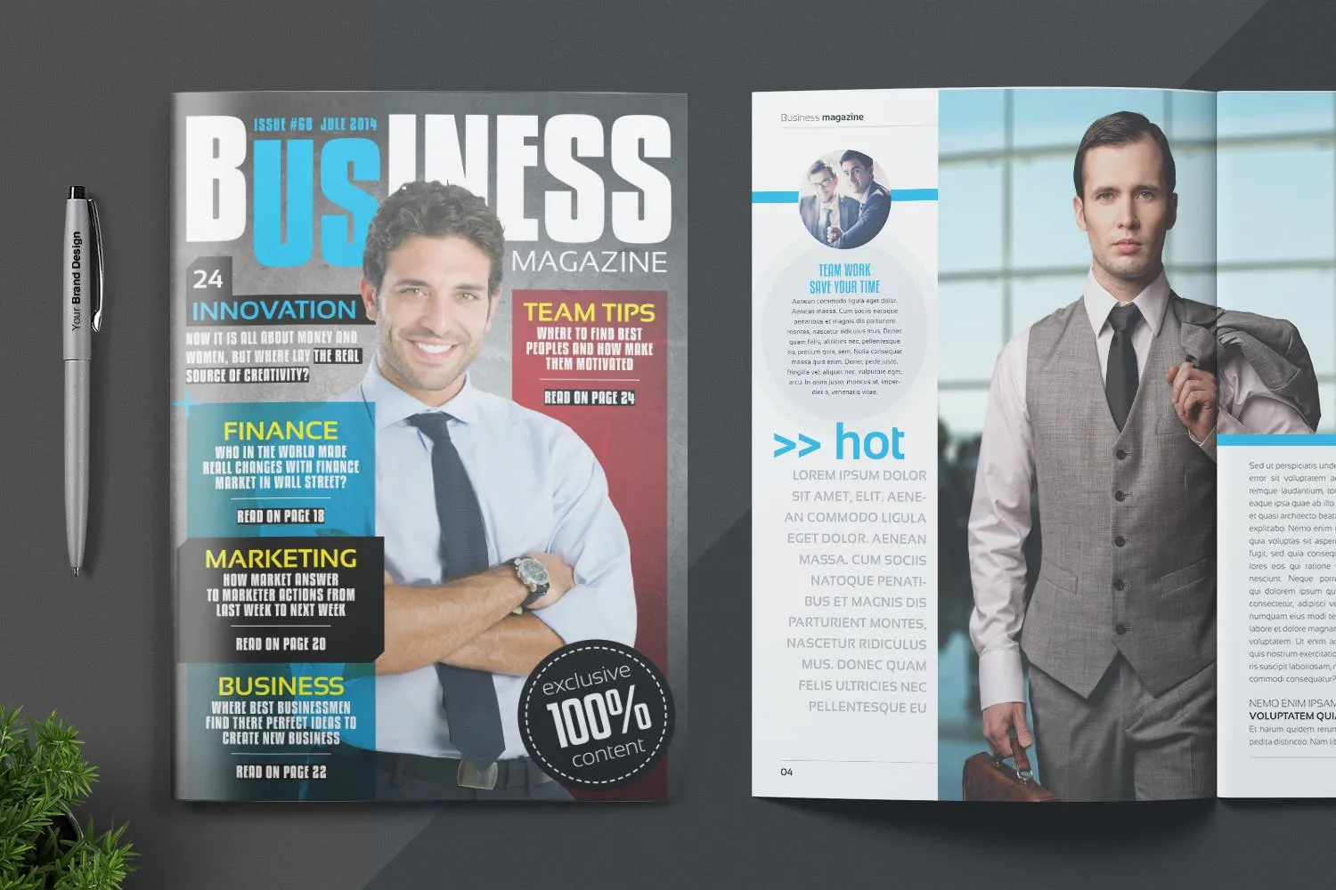 商务/金融/人物像素设计精选杂志排版设计模板 Magazine Template