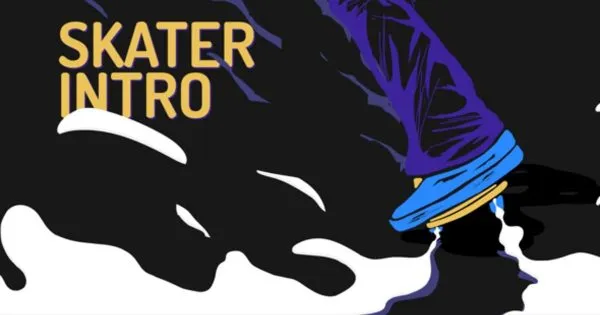 滑冰运动动画特效Logo演示像素设计精选AE模板 Skater Intro