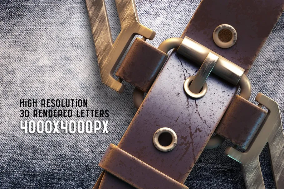 蒸汽朋克时代风格皮带样式PSD字体 PSD Font "Belt"插图(1)