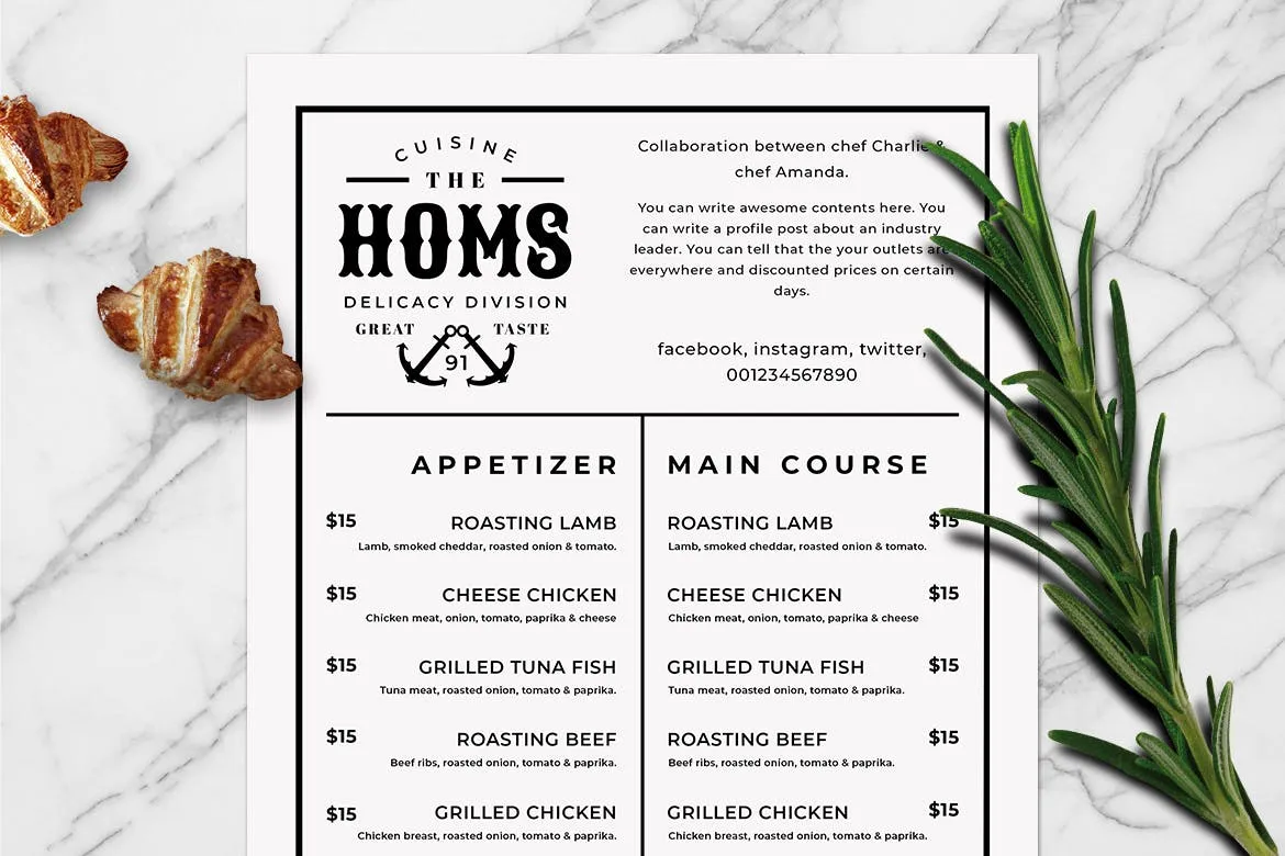 简约风西式餐厅像素设计精选菜单模板v07 SGM#8211; Food Menu .07