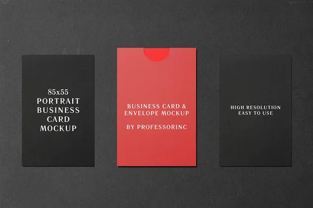 商业品牌卡片/贺卡样机模板 85×55 Portrait Business Card Mockup插图(3)