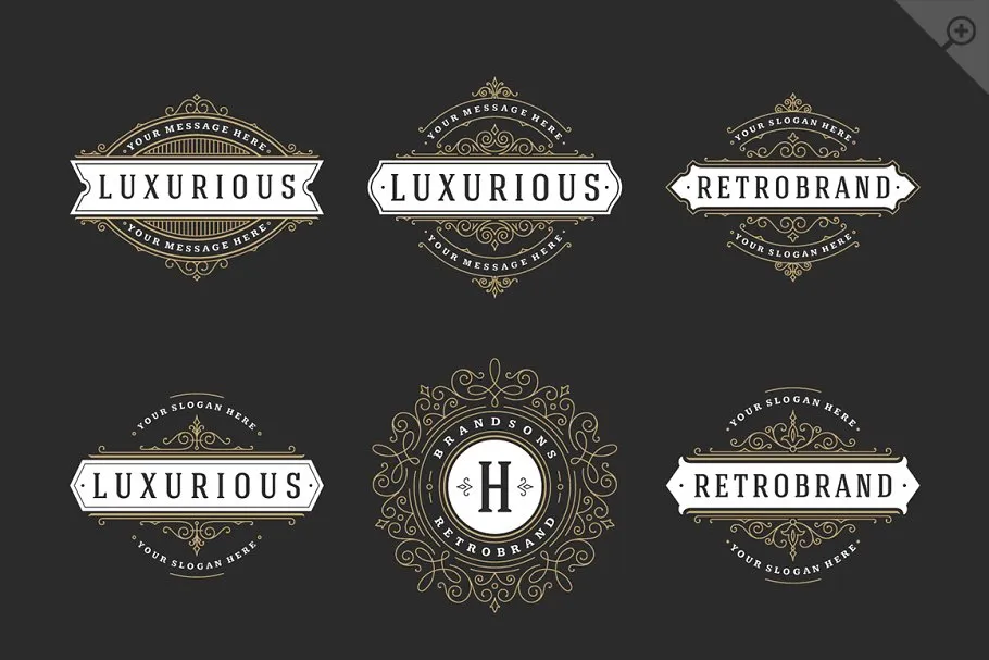 250款字母饰品组合装饰Logo模板 250 ornaments logos & monograms插图(15)