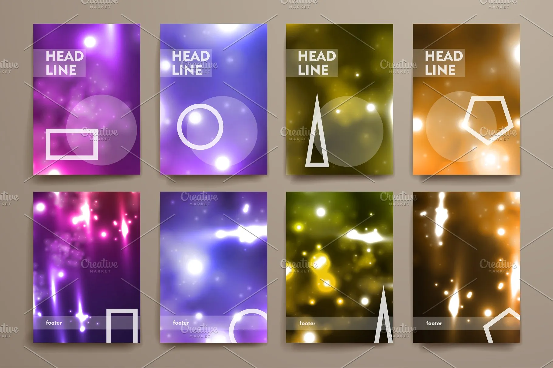 荧光斑驳光点背景画册模板 Set of Abstract Brochures插图(1)