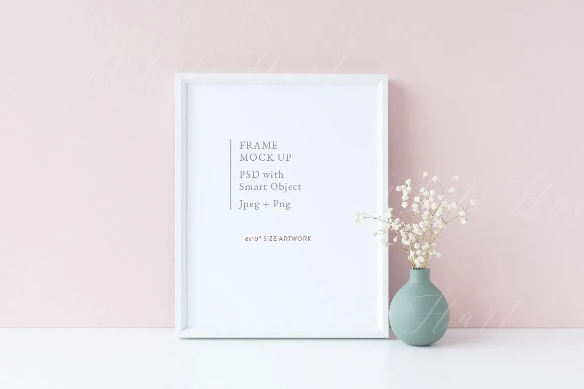 白色框架8 x10画框样机模板 White 8×10" frame mock up插图