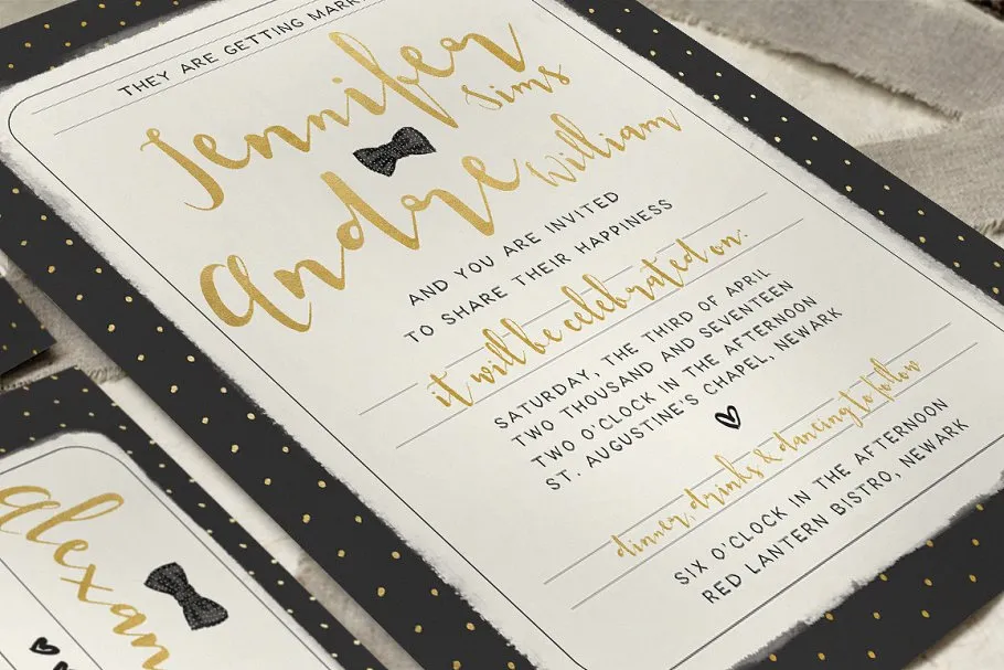 甜蜜圆点婚礼设计物料模板 Sweet Polka Dots Wedding Suite插图(4)