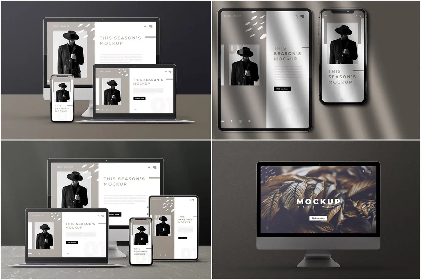 响应式网页设计多设备预览样机PSD模板 Modern Device Mockups