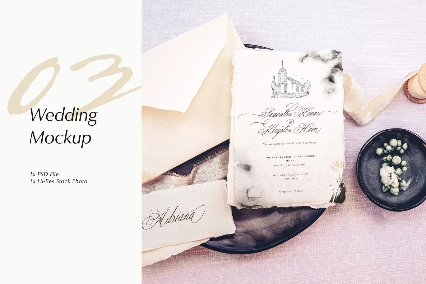 婚礼照片婚礼邀请函优雅风格设计样机像素设计精选模板v03 Wedding Photo Mockup 03