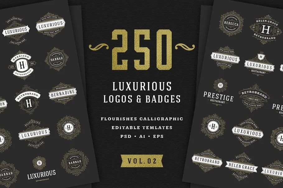 250个复古装饰风格Logo模板 250 ornaments logosamp; monograms