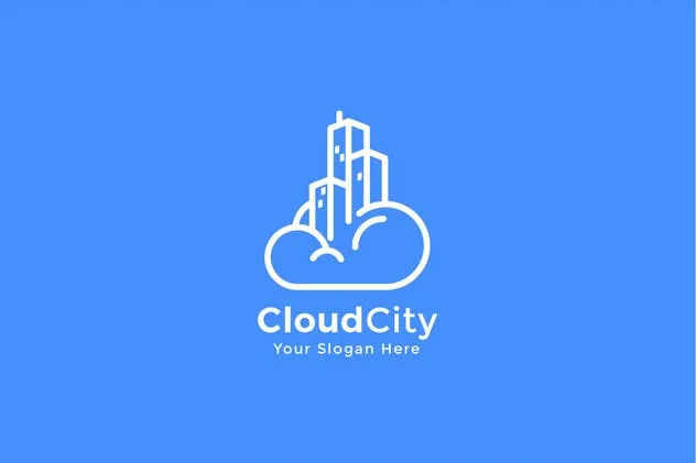 云服务云储存服务品牌Logo模板 Cloud City Logo Template插图(4)