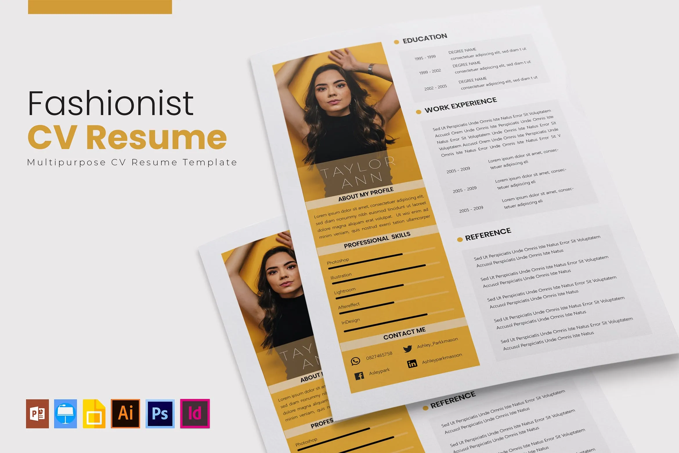 时尚行业职位应聘介绍信amp;电子简历模板 Fashionist | CVamp; Resume Template