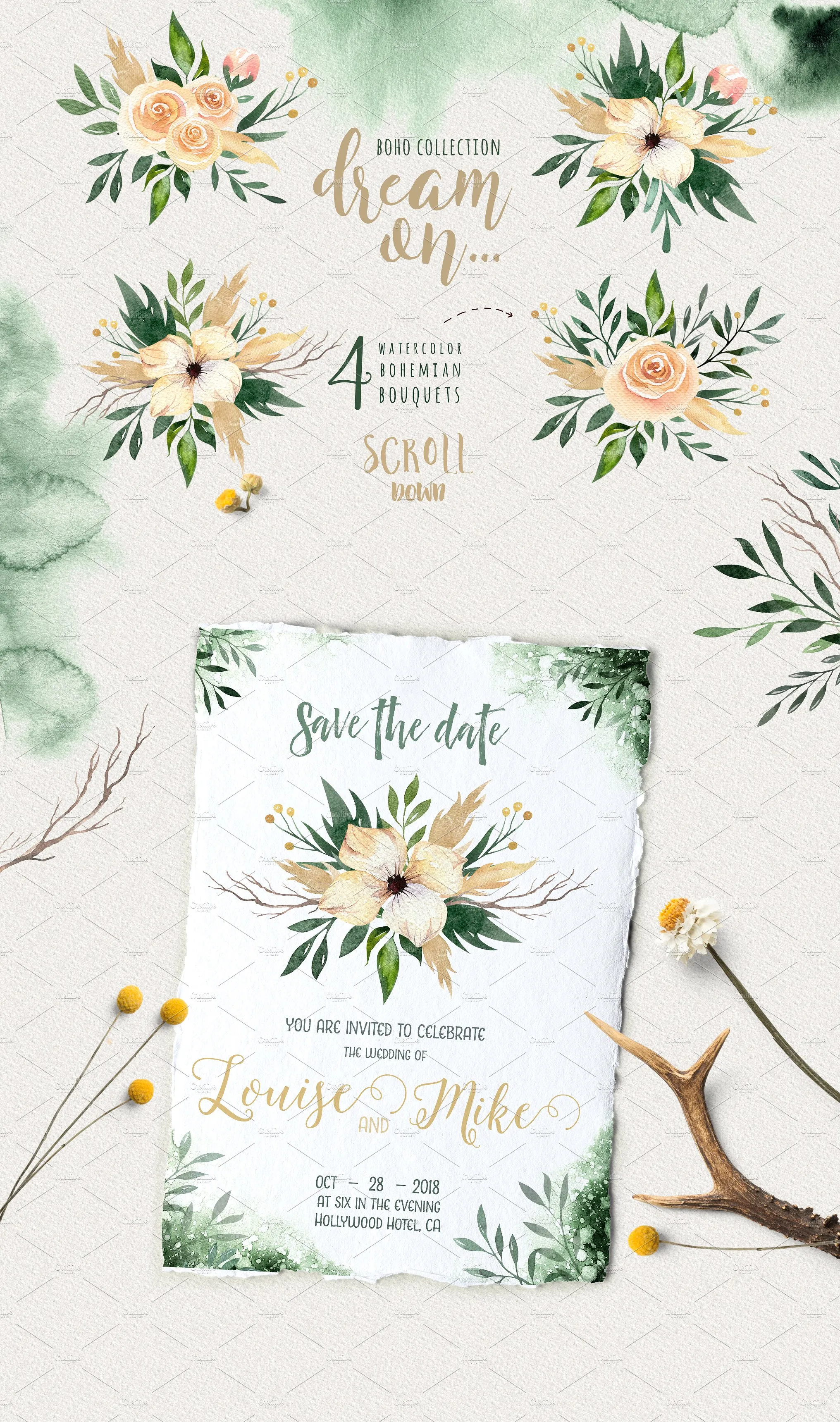 高品质手绘花卉树叶素材下载[psd,png,jpg]插图(5)