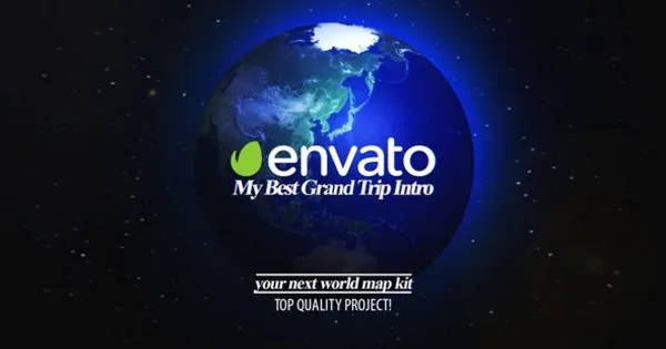 环球旅行节目开场视频像素设计精选AE模板 Best Grand Trip Intro | World Map Kit