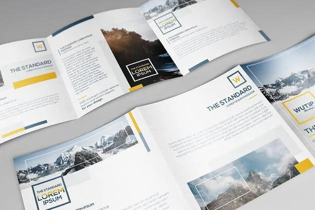 方形三折页宣传册机 Square Trifold Brochure Mockups插图(7)