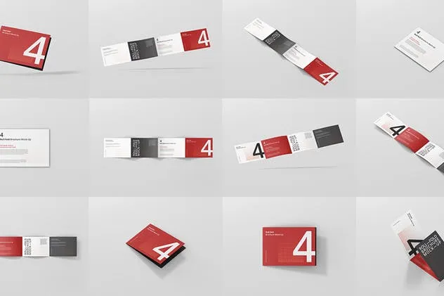 高分辨率折叠传单宣传册样机模板 Roll Fold Brochure Mockup Landscape Din A4 A5 A6插图(14)