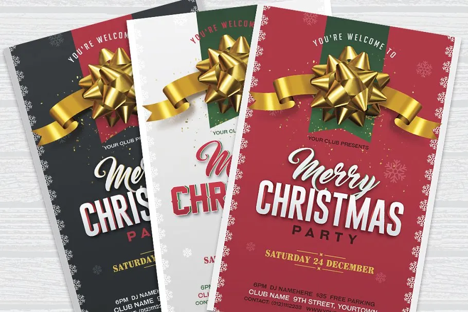 圣诞节日晚会宣传单模板 Christmas Party Flyer插图(1)