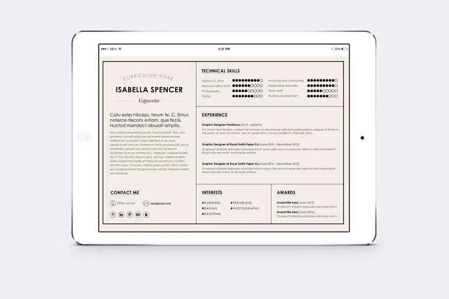 现代实用微软WORD个人简历模板 Microsoft WORD Resume/CV template
