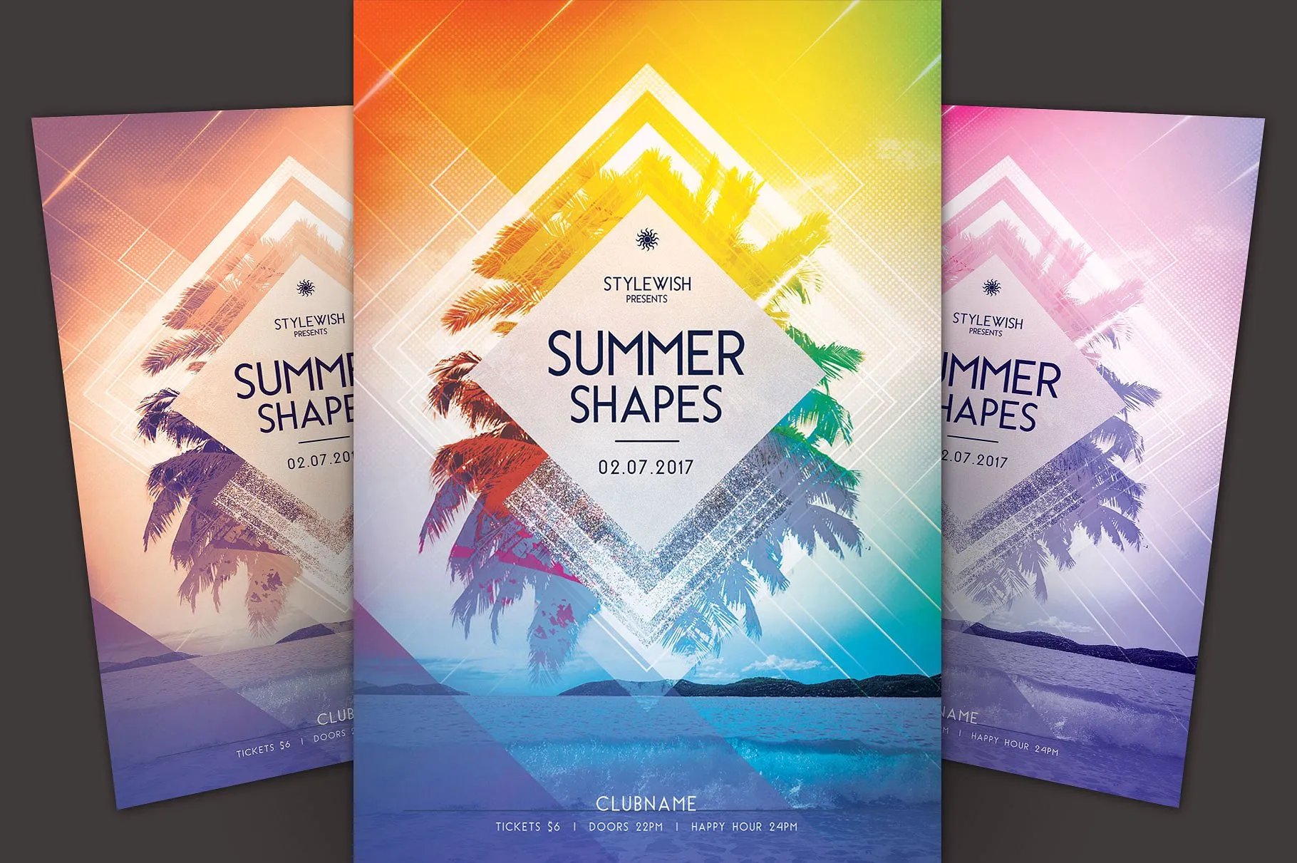 夏日海洋风主题传单PSD模板 Summer Shapes Flyer Template插图
