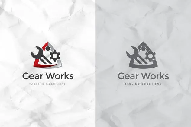 机械维修服务品牌Logo设计模板 Gear Works Logo Template插图(2)