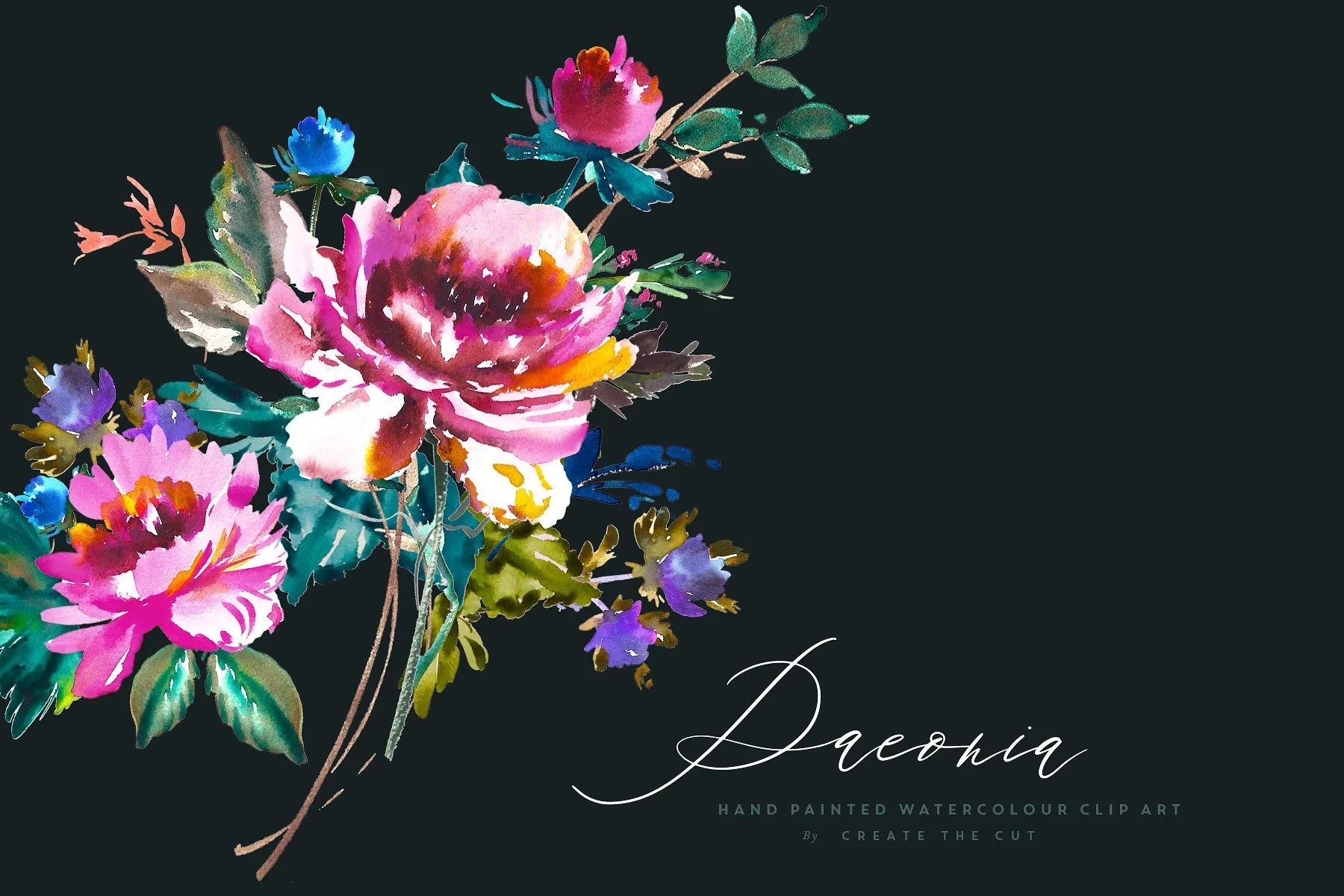 复古手绘水彩白芍花卉剪贴画 Hand Painted Clip Art – Paeonia插图(3)