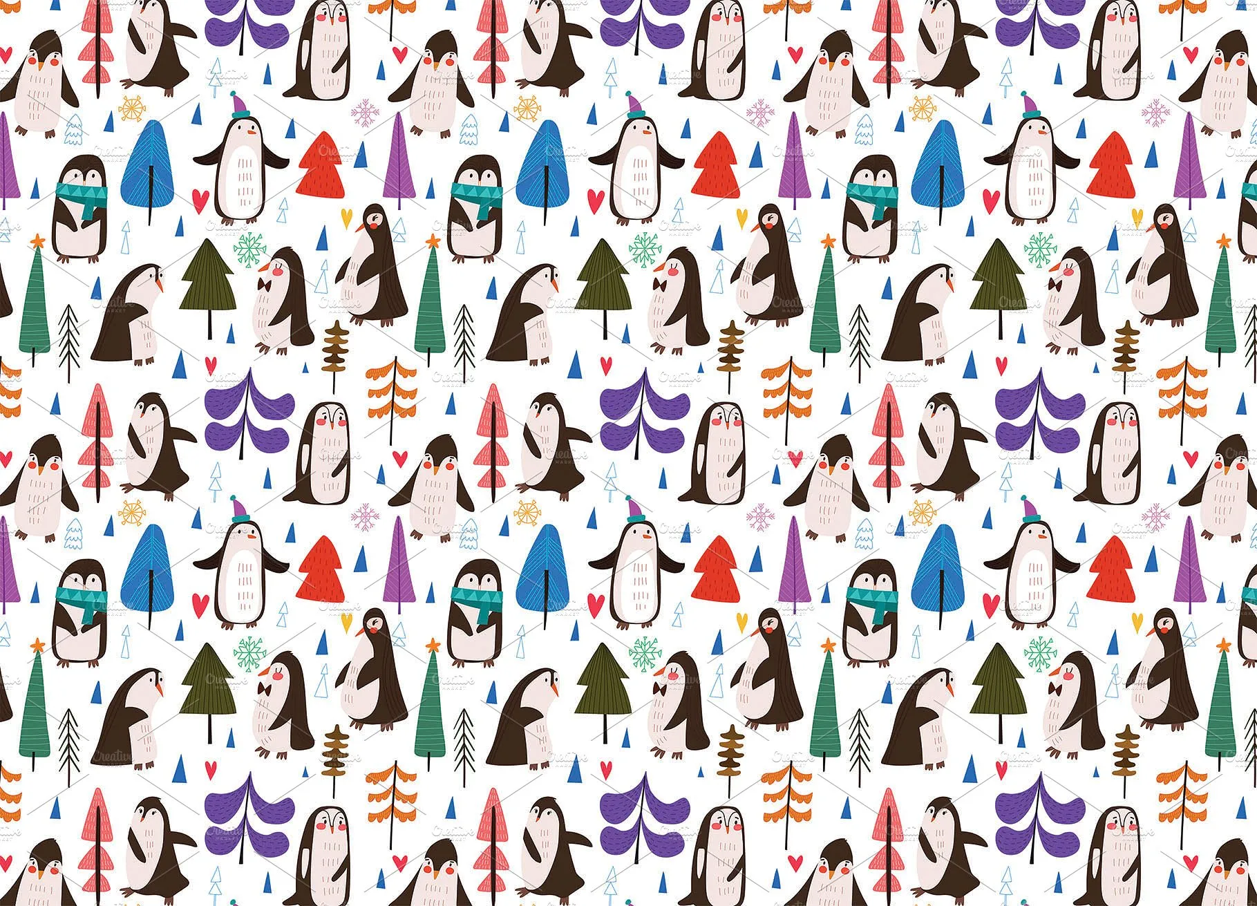 12张可爱手绘圣诞节明信片插图(2)