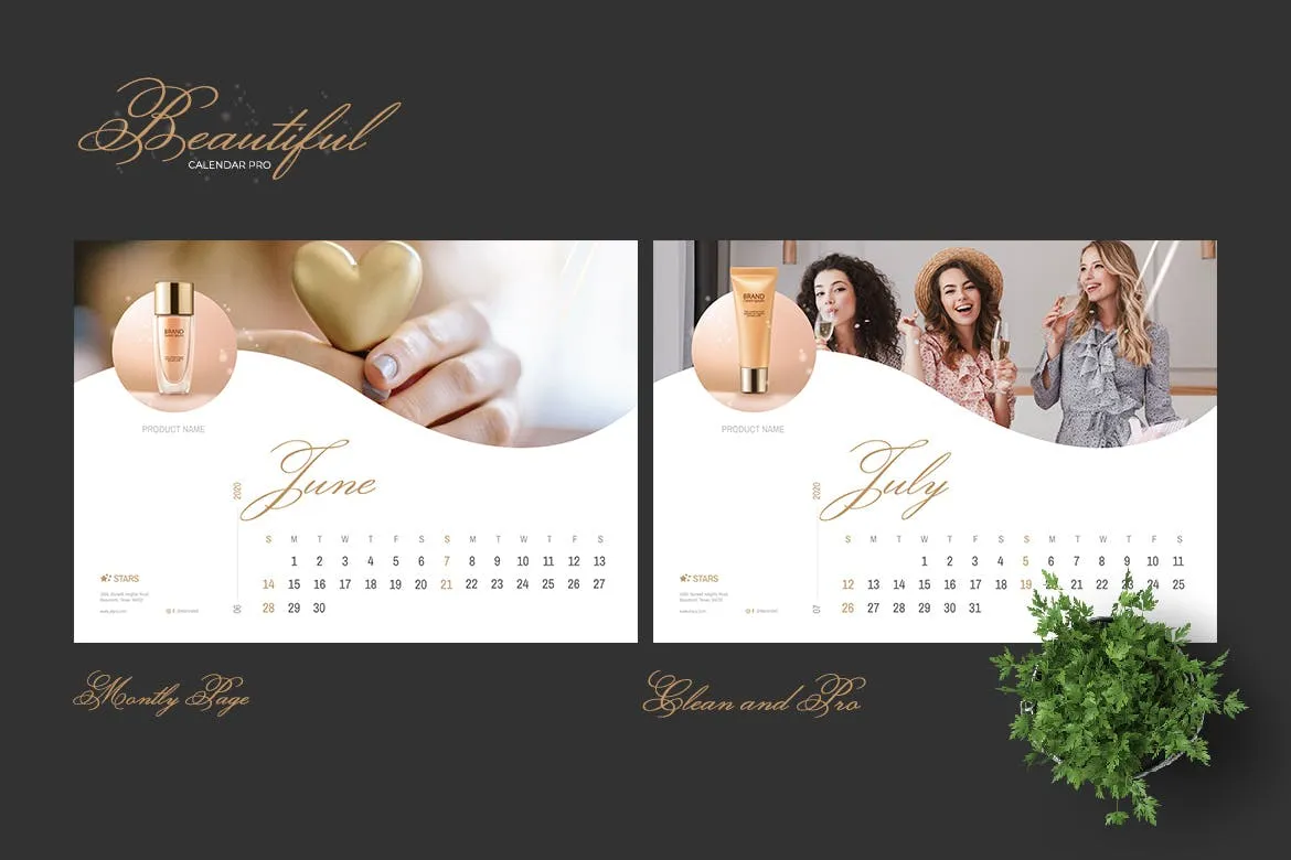 2020年美容行业定制横版活页台历设计模板 2020 Beauty Creative Calendar Pro插图(4)