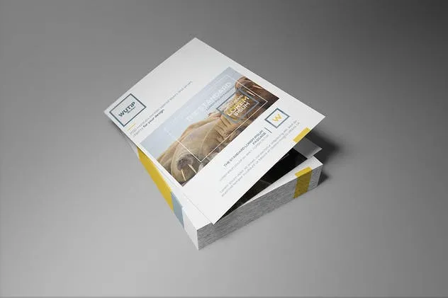 双折页A4规格企业品牌宣传册样机 Bi-Fold A4 Brochure Mockups插图(5)