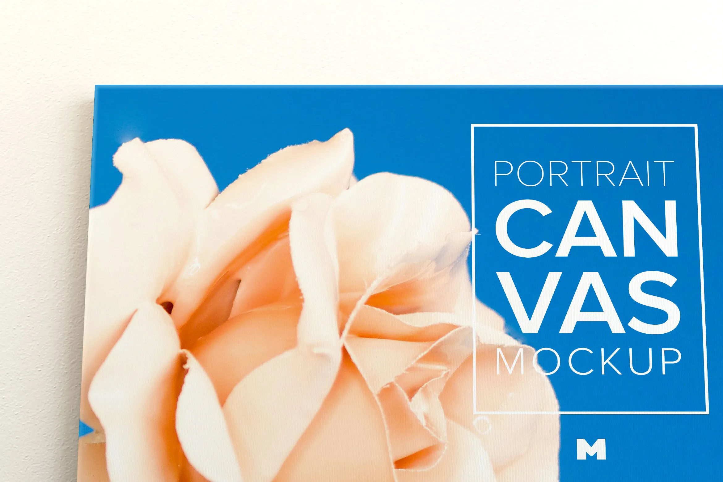 画像＆画作展览挂墙肖像画布画框前视图样机素材 Portrait Canvas Frame Mockup Hanging on Wall in Front View