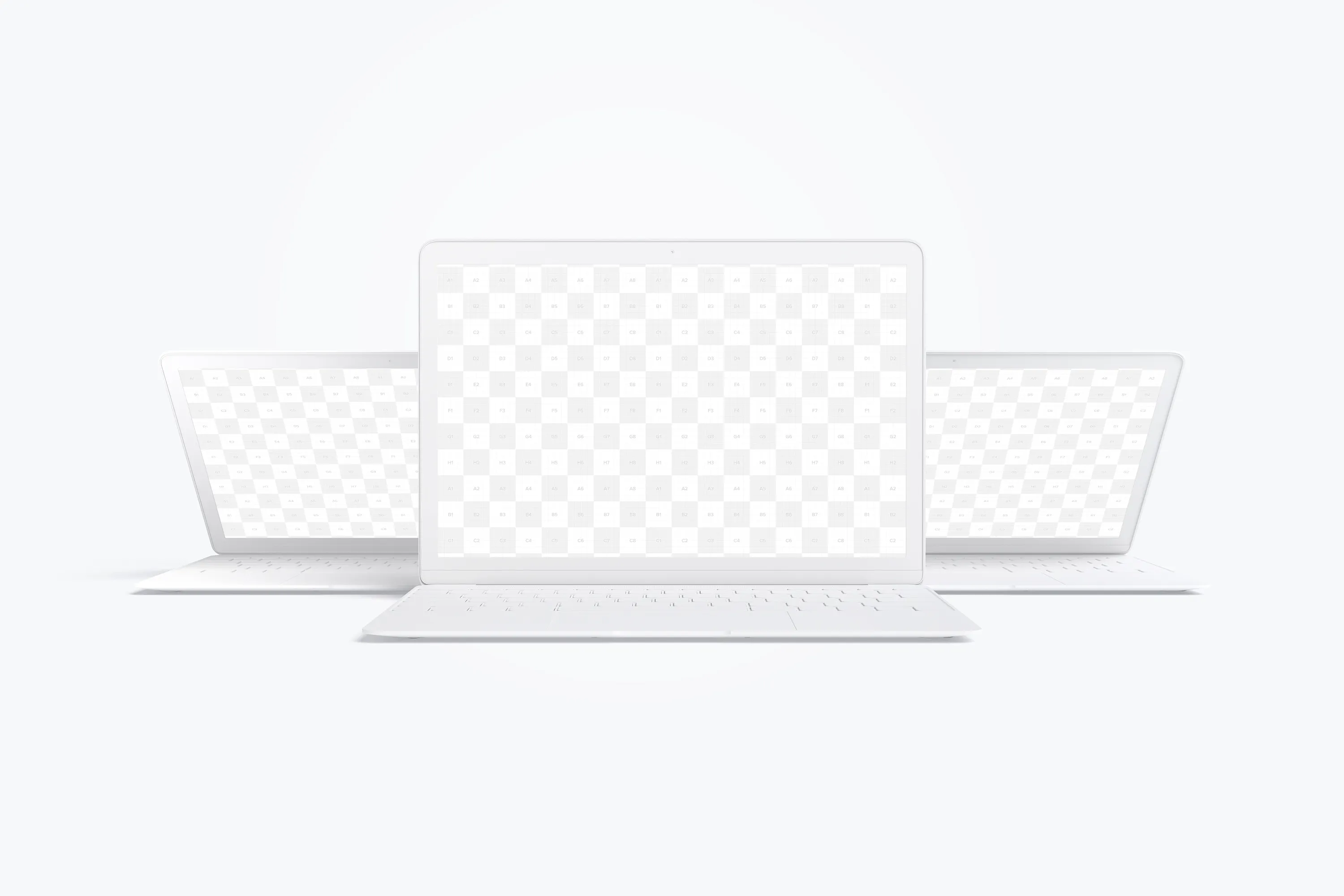 MacBook笔记本电脑多屏幕预览前视图样机03 Clay MacBook Mockup, Front View 03