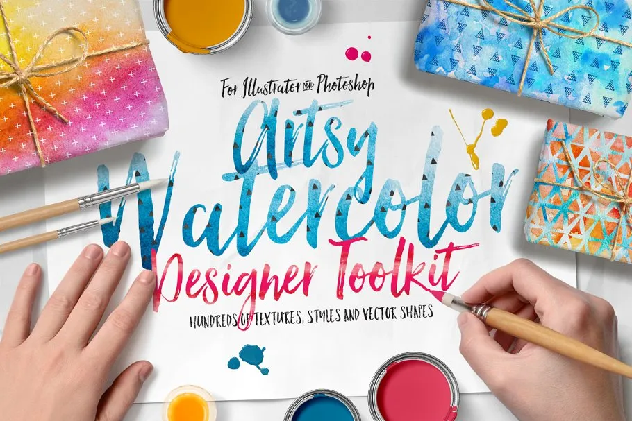 精选水彩设计素材合集[3.86GB] Artsy Watercolor Designer Toolkit