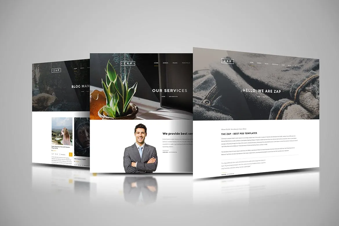 网站设计3D立体演示效果图样机模板 Web Themes Mock ups插图(1)