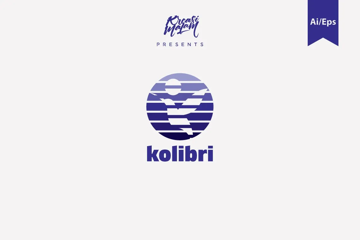 鸟、海洋与太阳元素Logo设计像素设计精选模板 Kolibri Logo Template