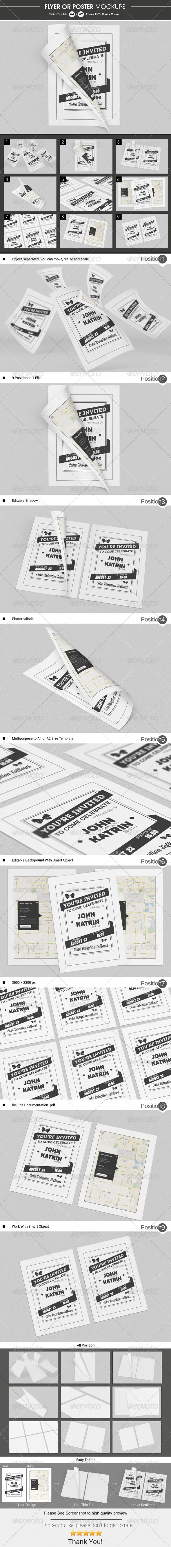 真实的海报展示样机下载 Flyer Poster Mockups [psd]插图