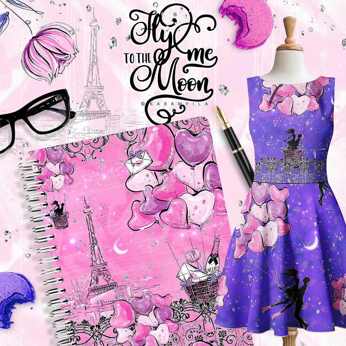 手绘2018流行色风格的情人节元素集合（png）插图(6)