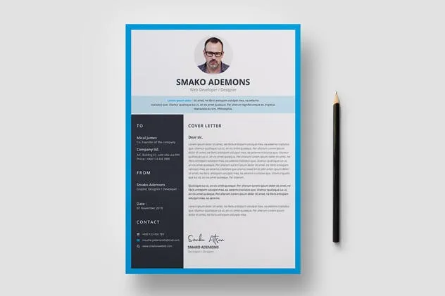 个人电子简历&推荐信二合一设计模板 Resume Template 37插图(1)