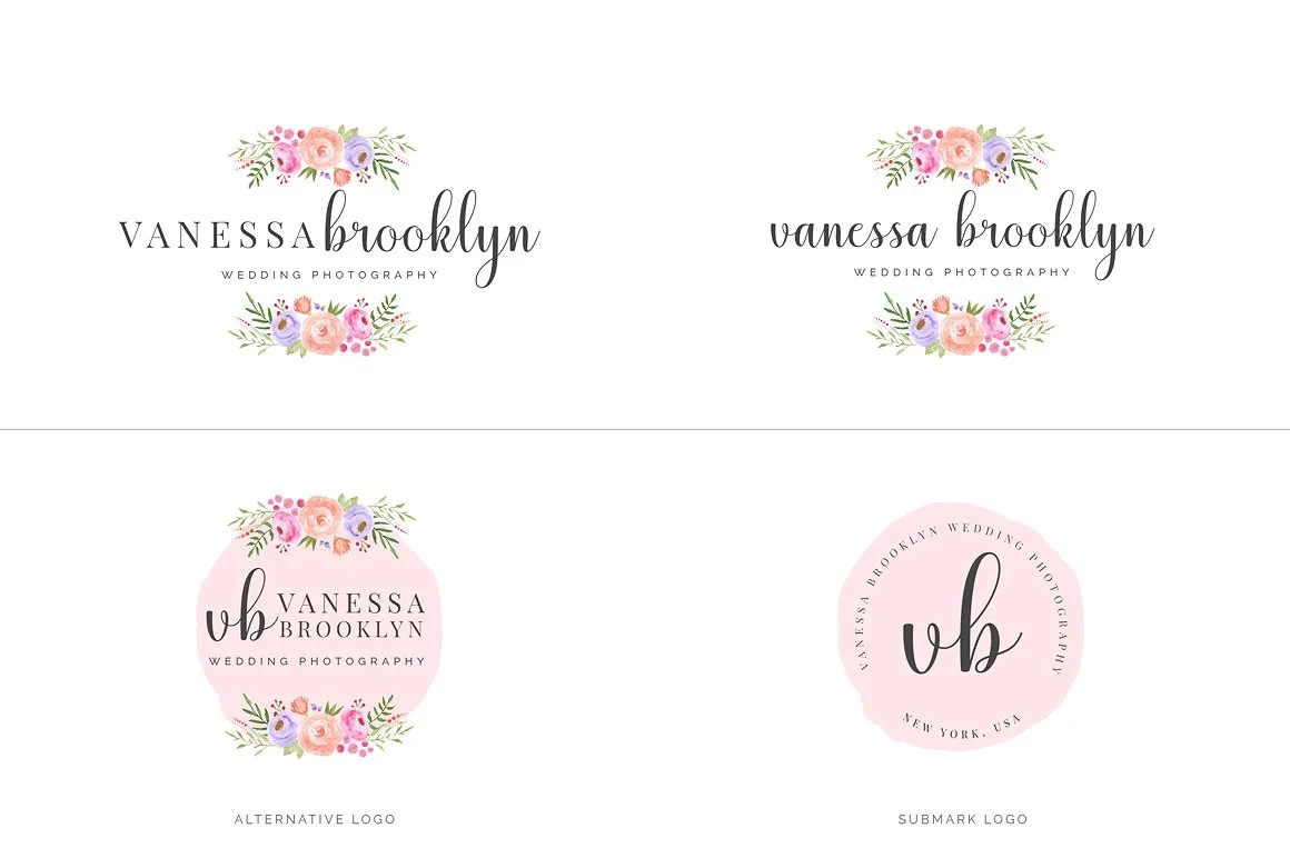 超级水彩风 Logo 设计素材包 Watercolor Premade Branding Logo Kit [模板、纹理&元素]插图(12)