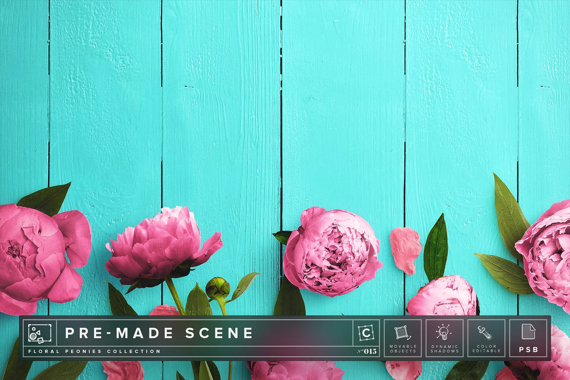 牡丹花香背景场景样机模板 Floral Peonies Mockup Scene #015插图