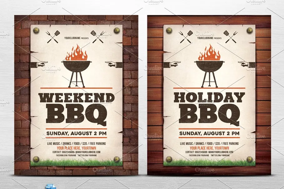 假日周末BBQ活动传单模板 Holiday / Weekend BBQ Flyer