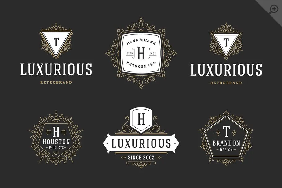 250个复古装饰风格Logo模板 250 ornaments logos & monograms插图(2)