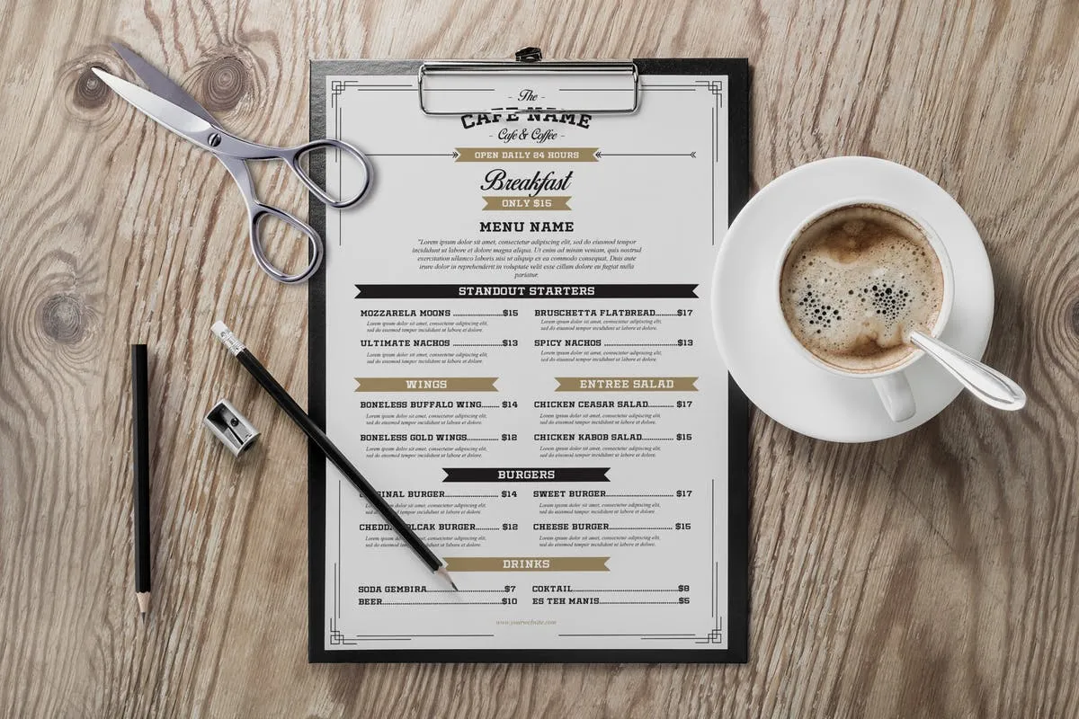 复古设计风格咖啡厅PSD菜单模板 Vintage Cafeamp; Cofee Menu