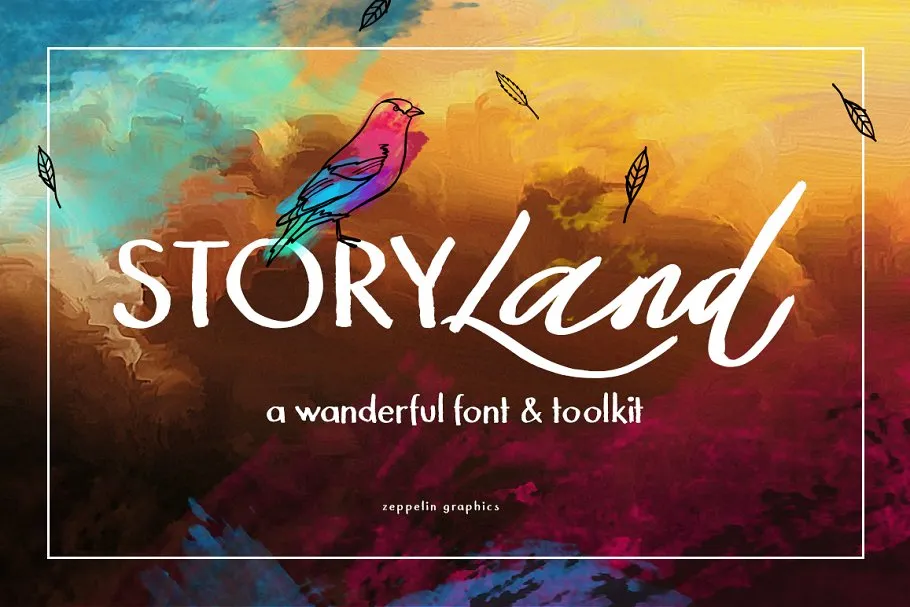 手绘字体+元素+Logo模板设计工具包 Storyland Fontamp; Toolkit